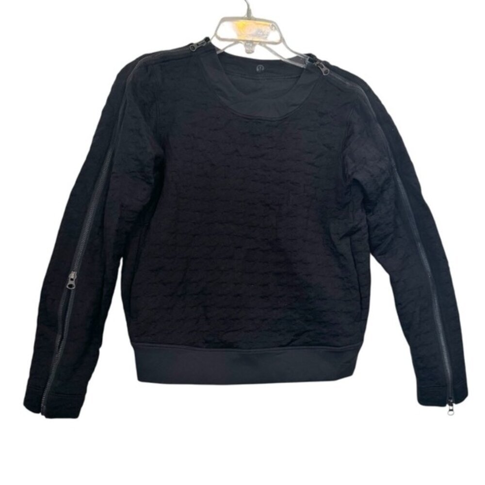 Lululemon Jacquard Boxy Cropped Sweater Top Pockets Zip Long Sleeve Mesh Lined 6